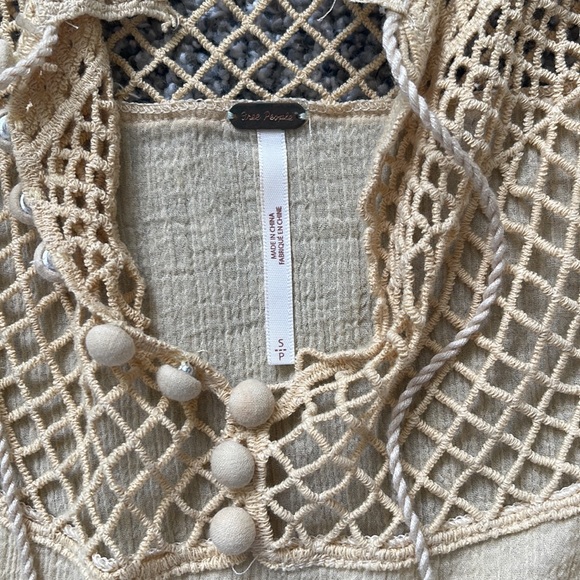 Free People On The Island Crochet Neck Blouse - Picture 2 of 4